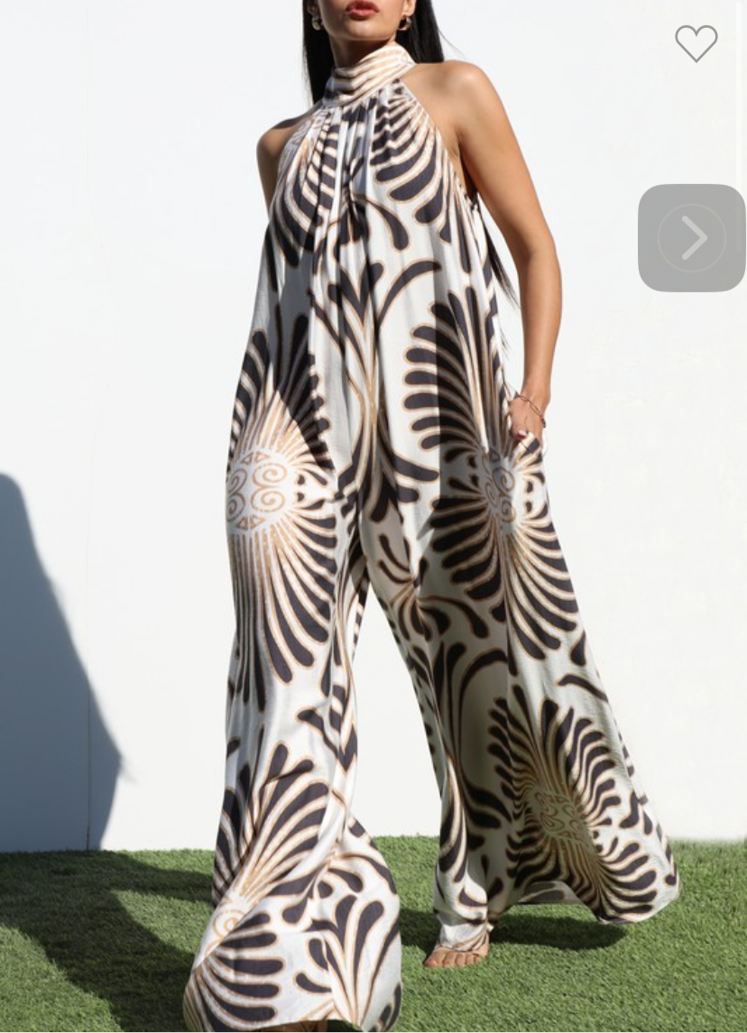 Printed Loose Fit Woven Jumpsuit (Runs Big)