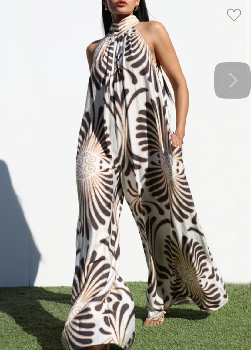 Printed Loose Fit Woven Jumpsuit (Runs Big)