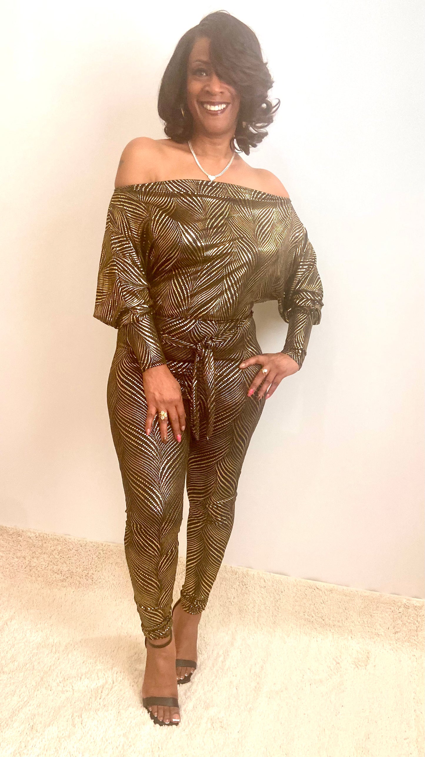 Shimmering Black & Gold Jumpsuit
