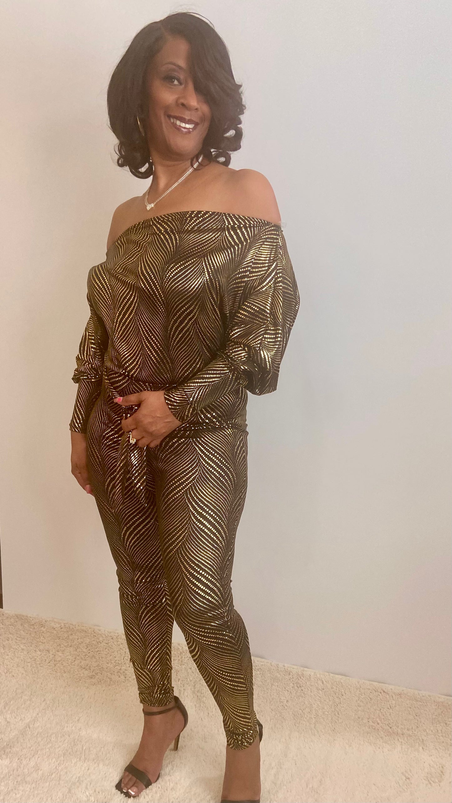 Shimmering Black & Gold Jumpsuit