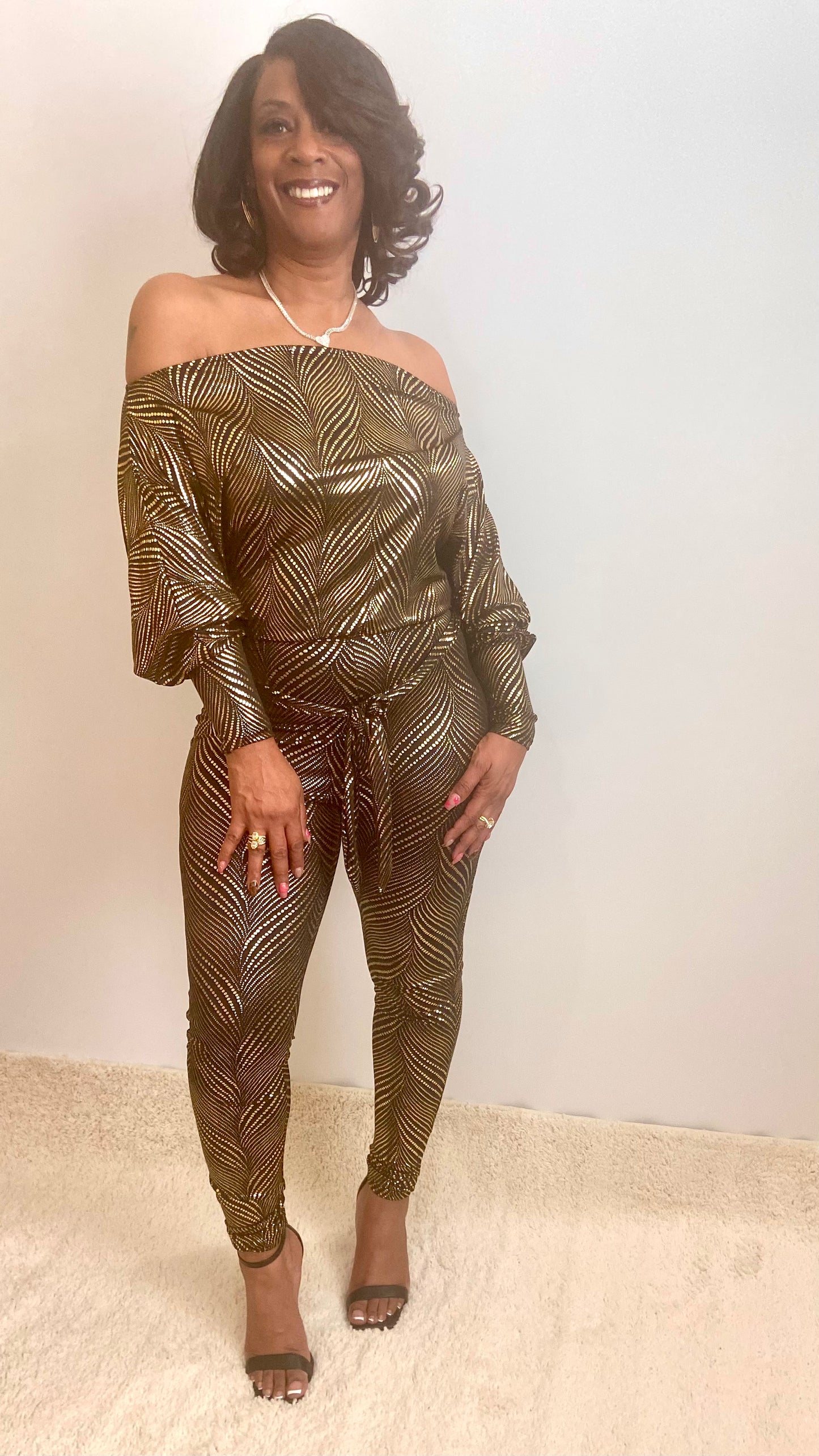 Shimmering Black & Gold Jumpsuit