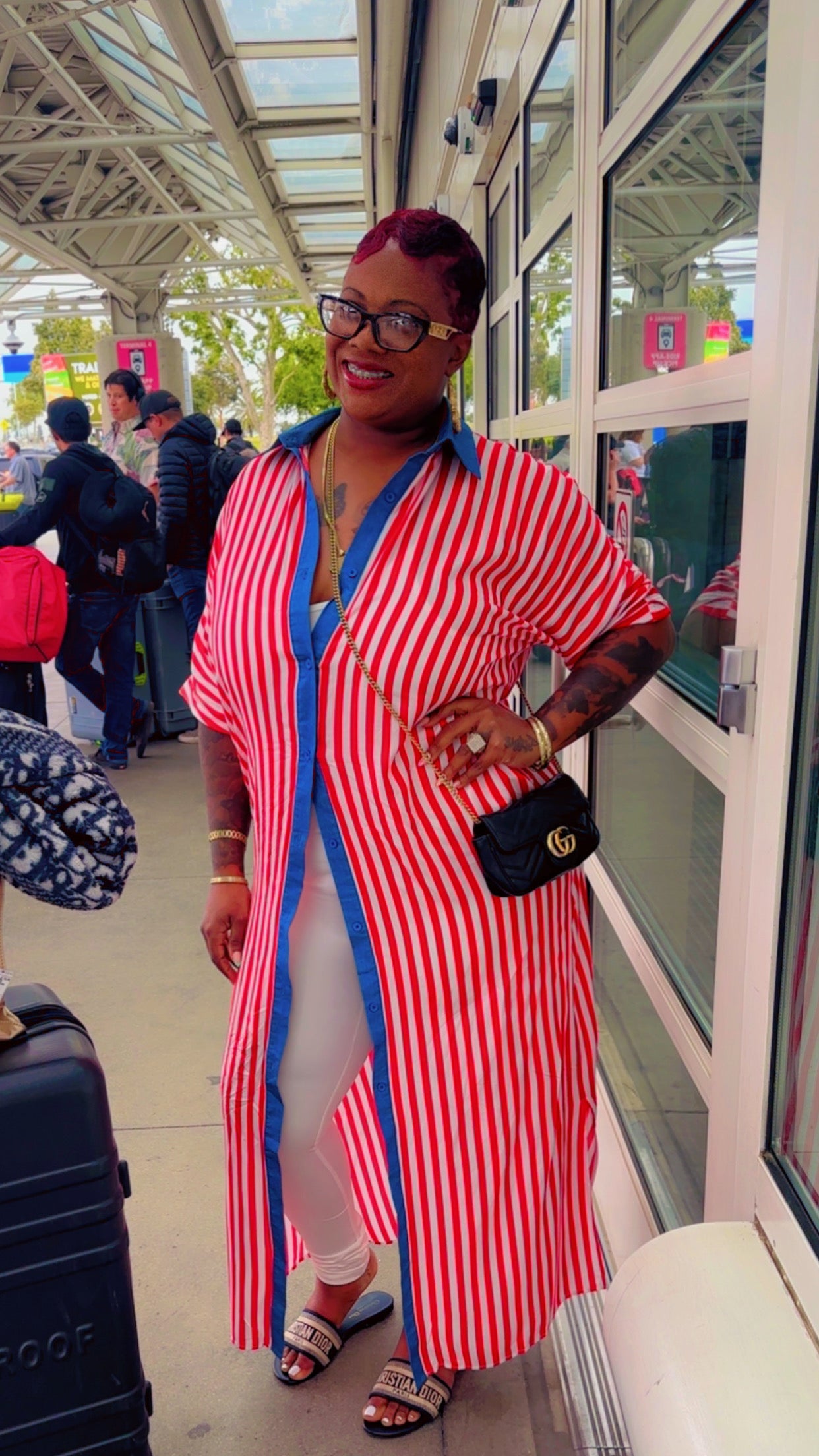 Striped Red & White Shirt Dress