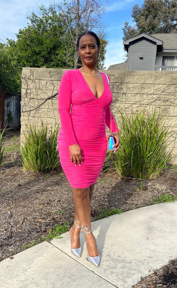 Ruched V Neck Dress