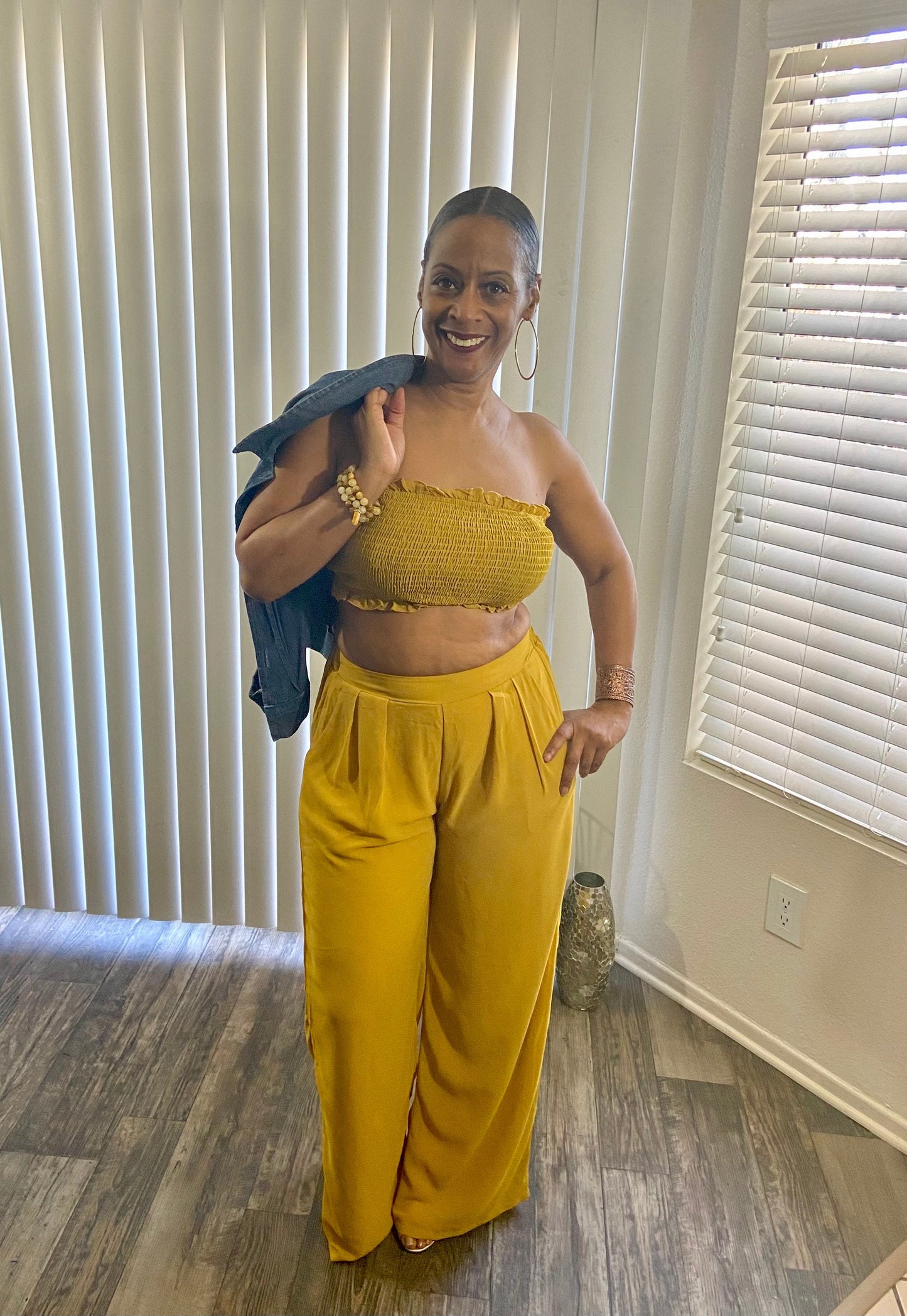 Mustard 2 piece woven set