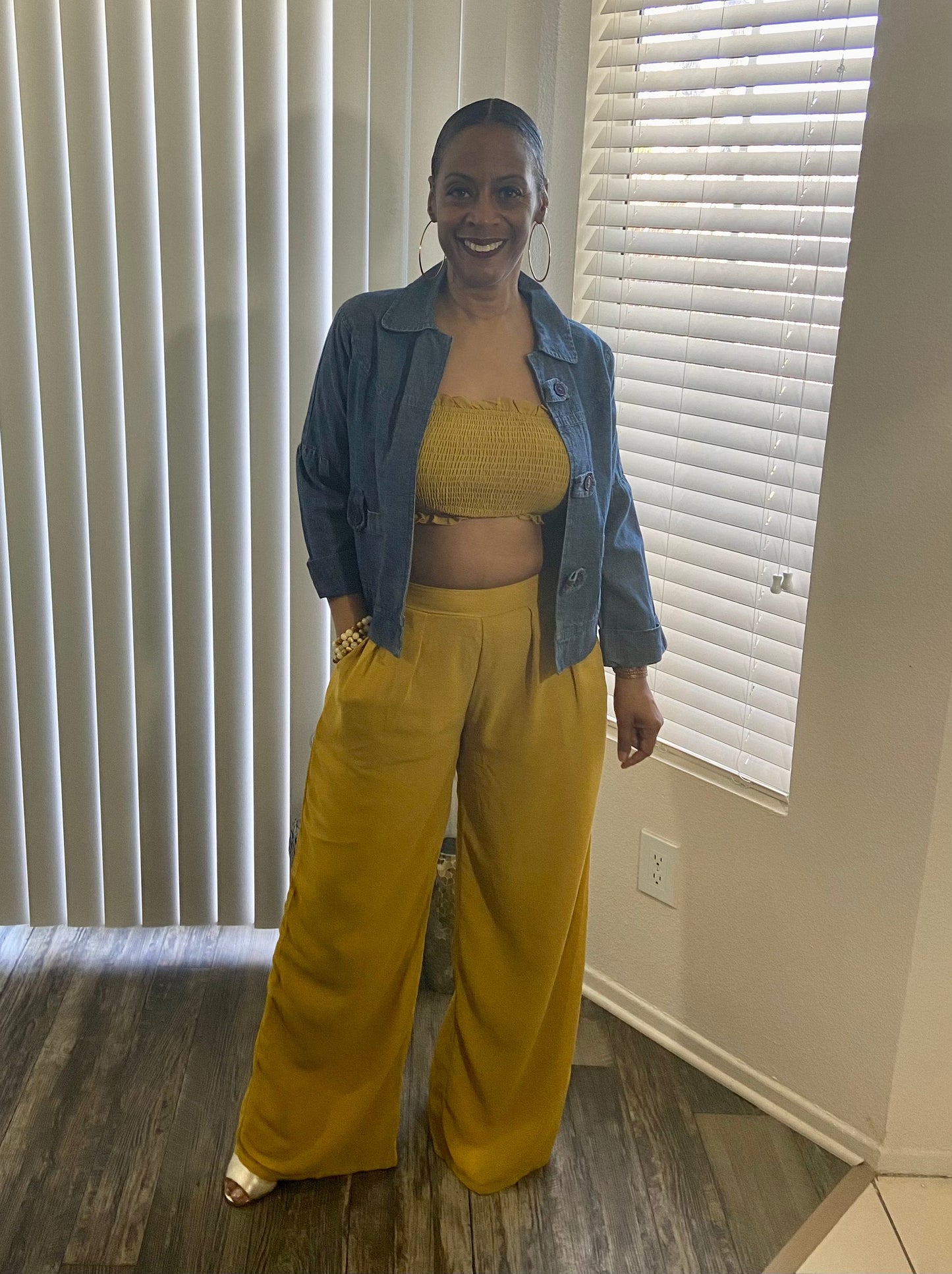 Mustard 2 piece woven set