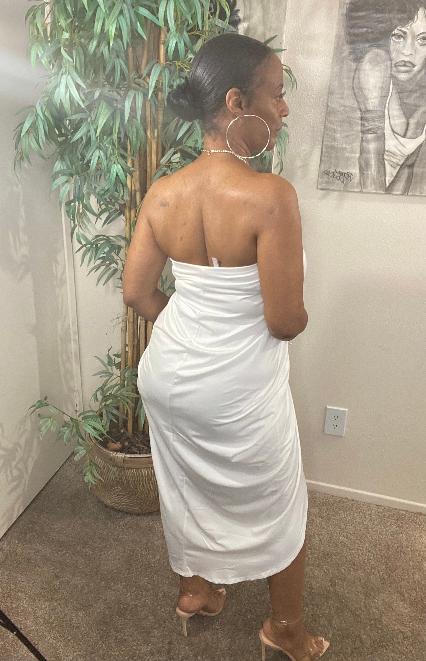 Halter Venetian Ruched Dress