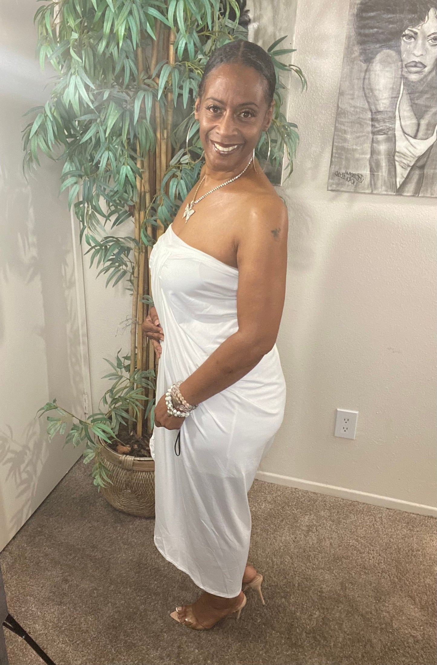 Halter Venetian Ruched Dress