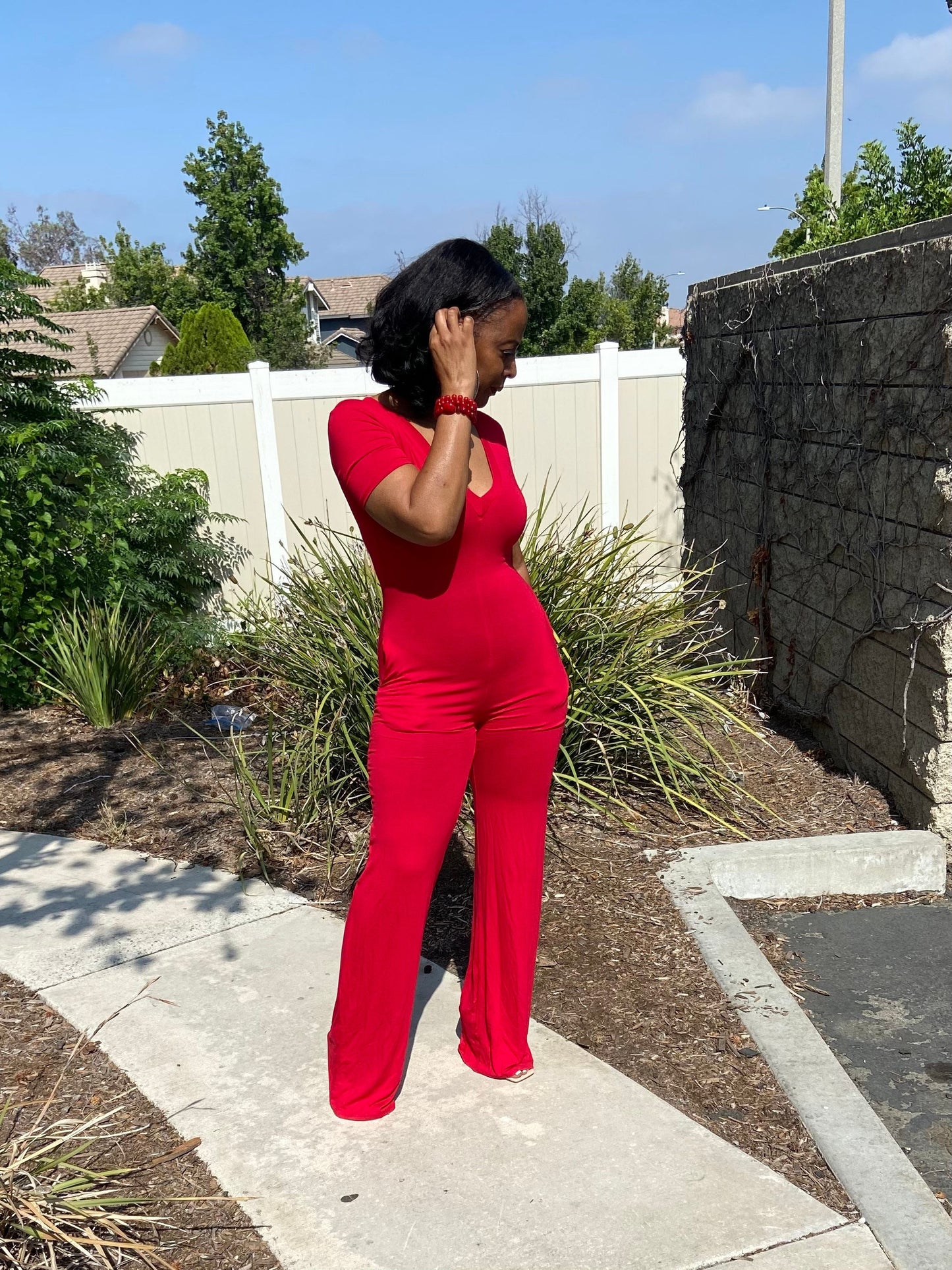 Sexy in Red Jumpsuit