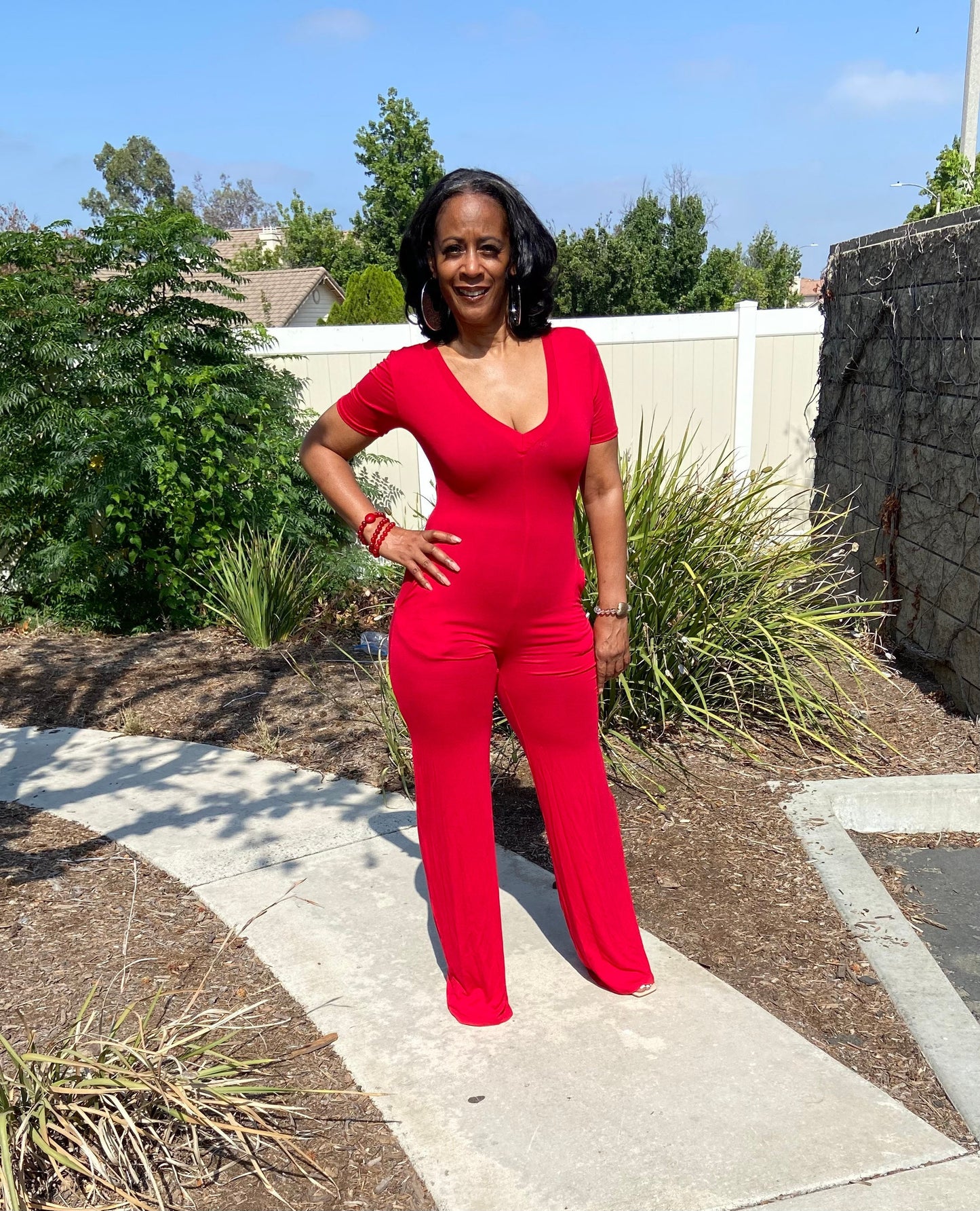 Sexy in Red Jumpsuit