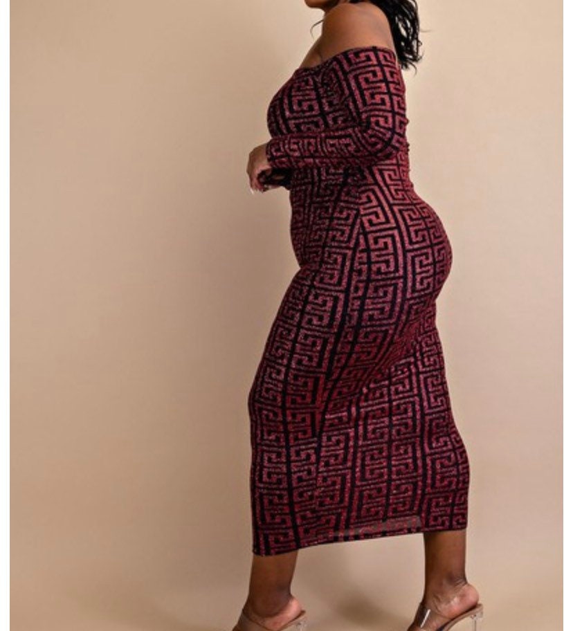 Plus Size off the shoulder midi