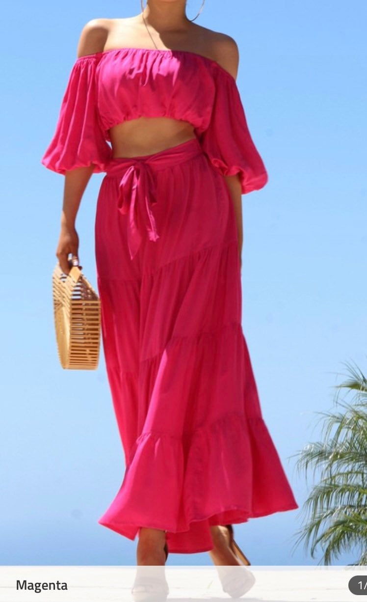 Magenta 2pc skirt set