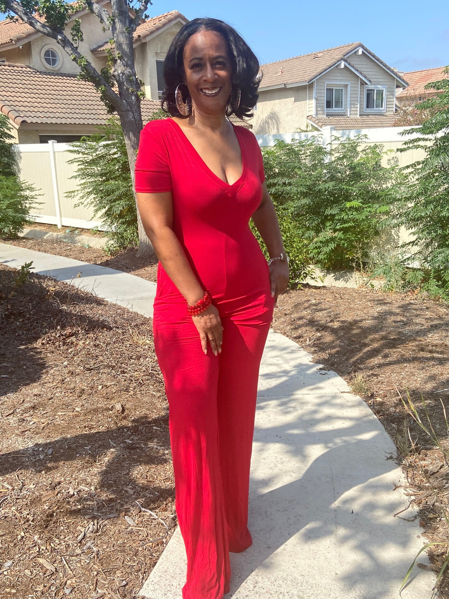 Sexy in Red Jumpsuit