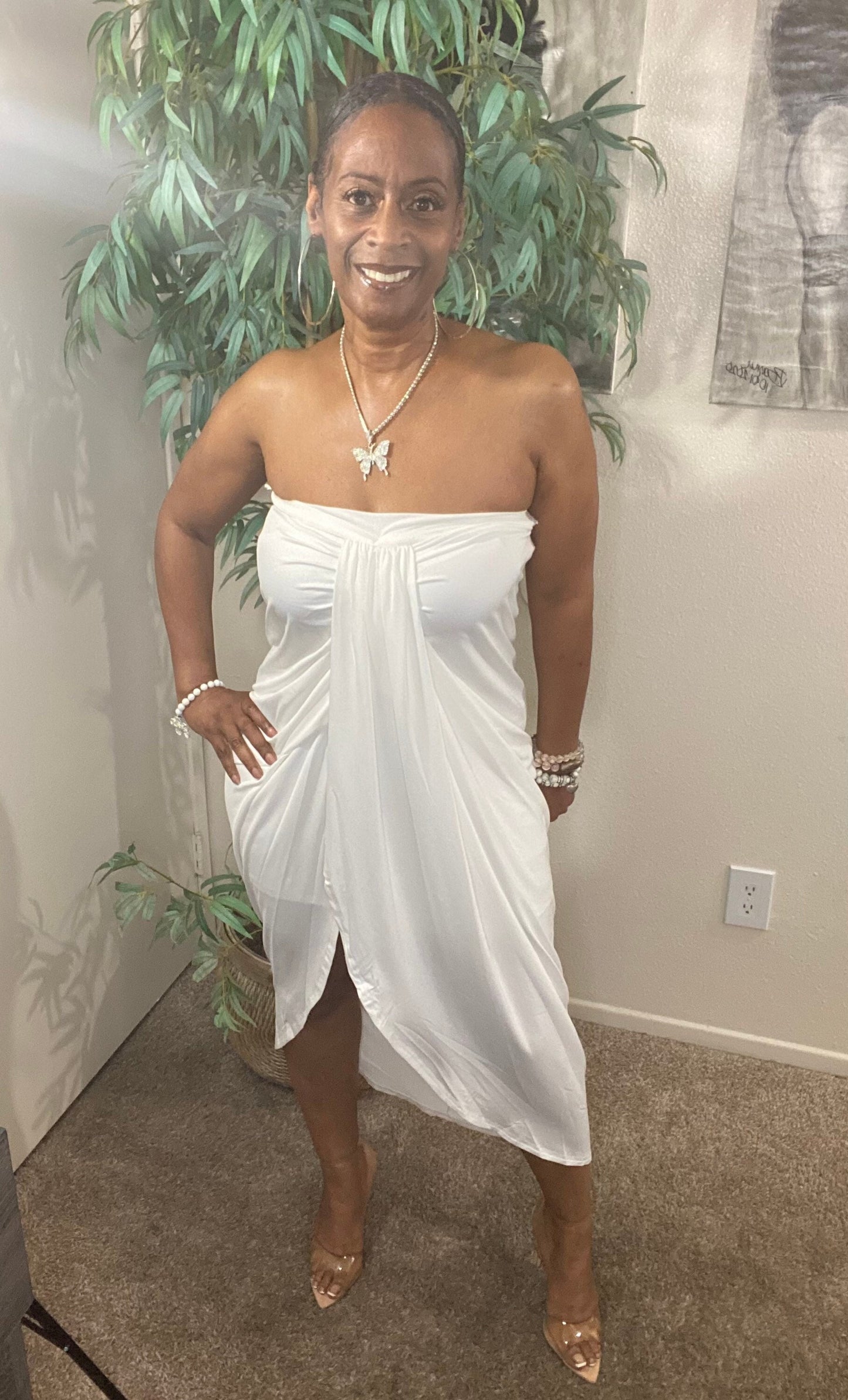 Halter Venetian Ruched Dress