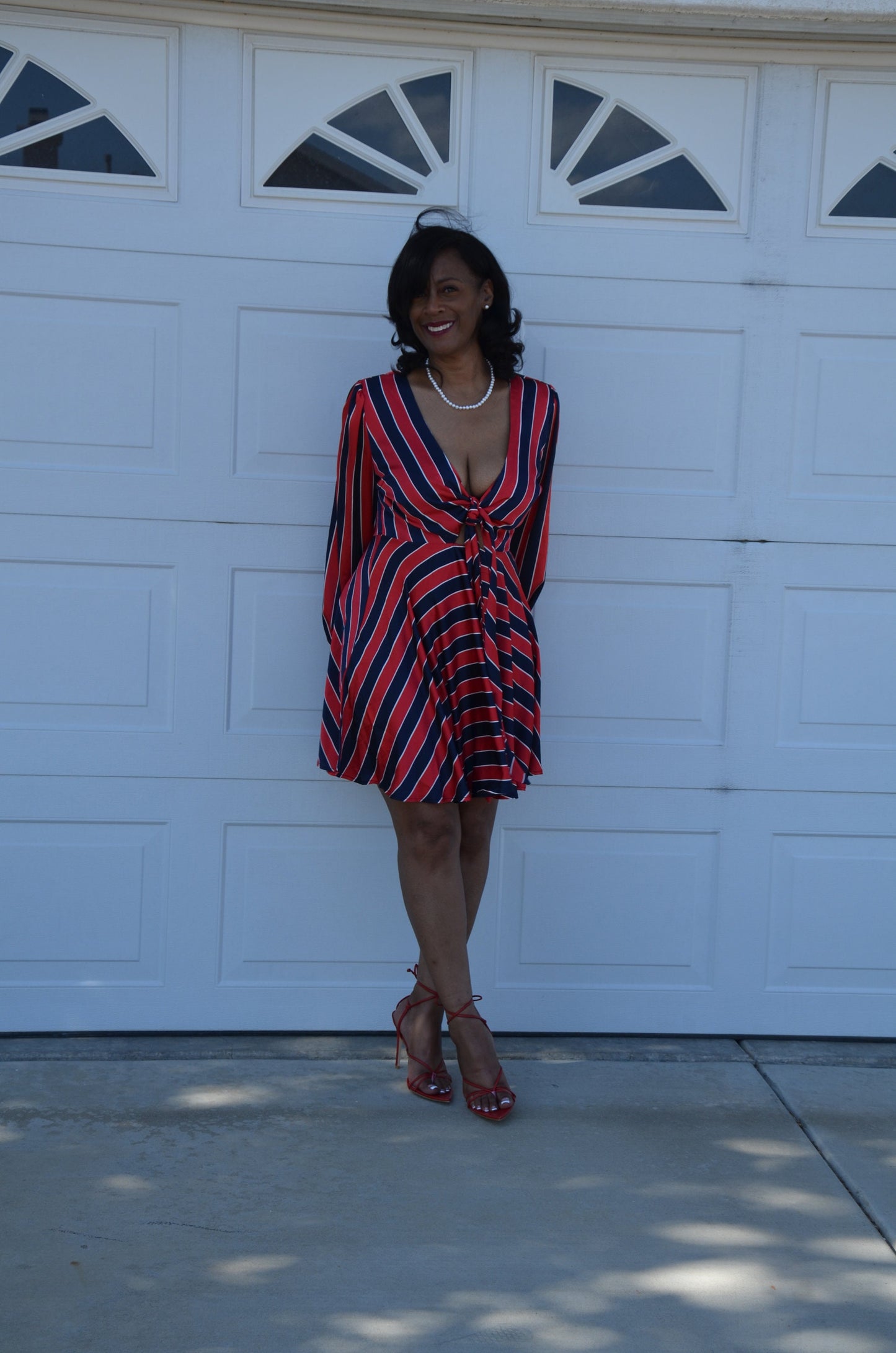 Striped satin babydoll dress