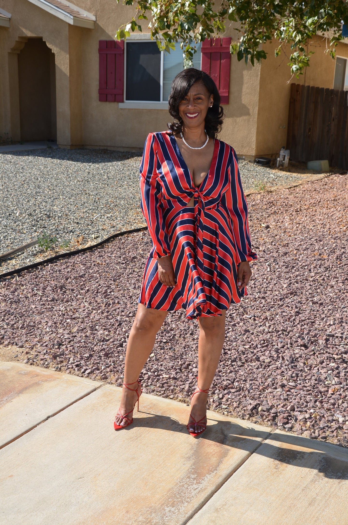 Striped satin babydoll dress