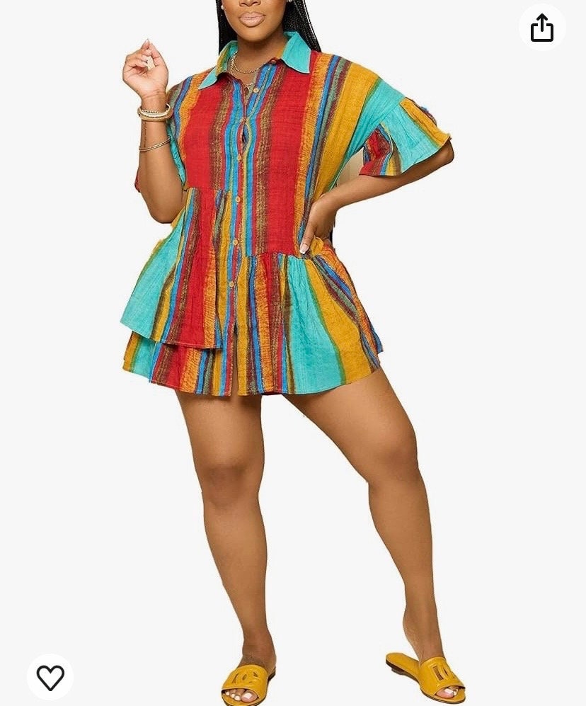 Boho styled Ruffled Babydoll/Shirt Dress