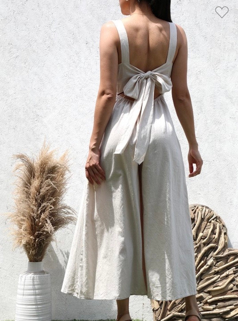 Square neck pleated front Jumpsuit