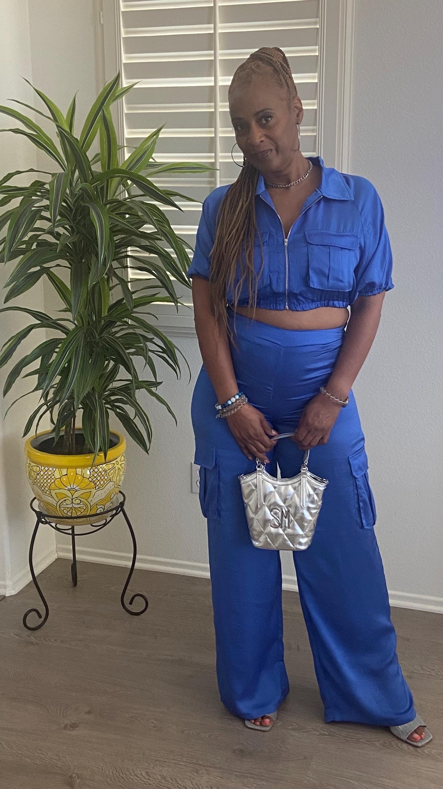 2pc Satin Cargo look Set
