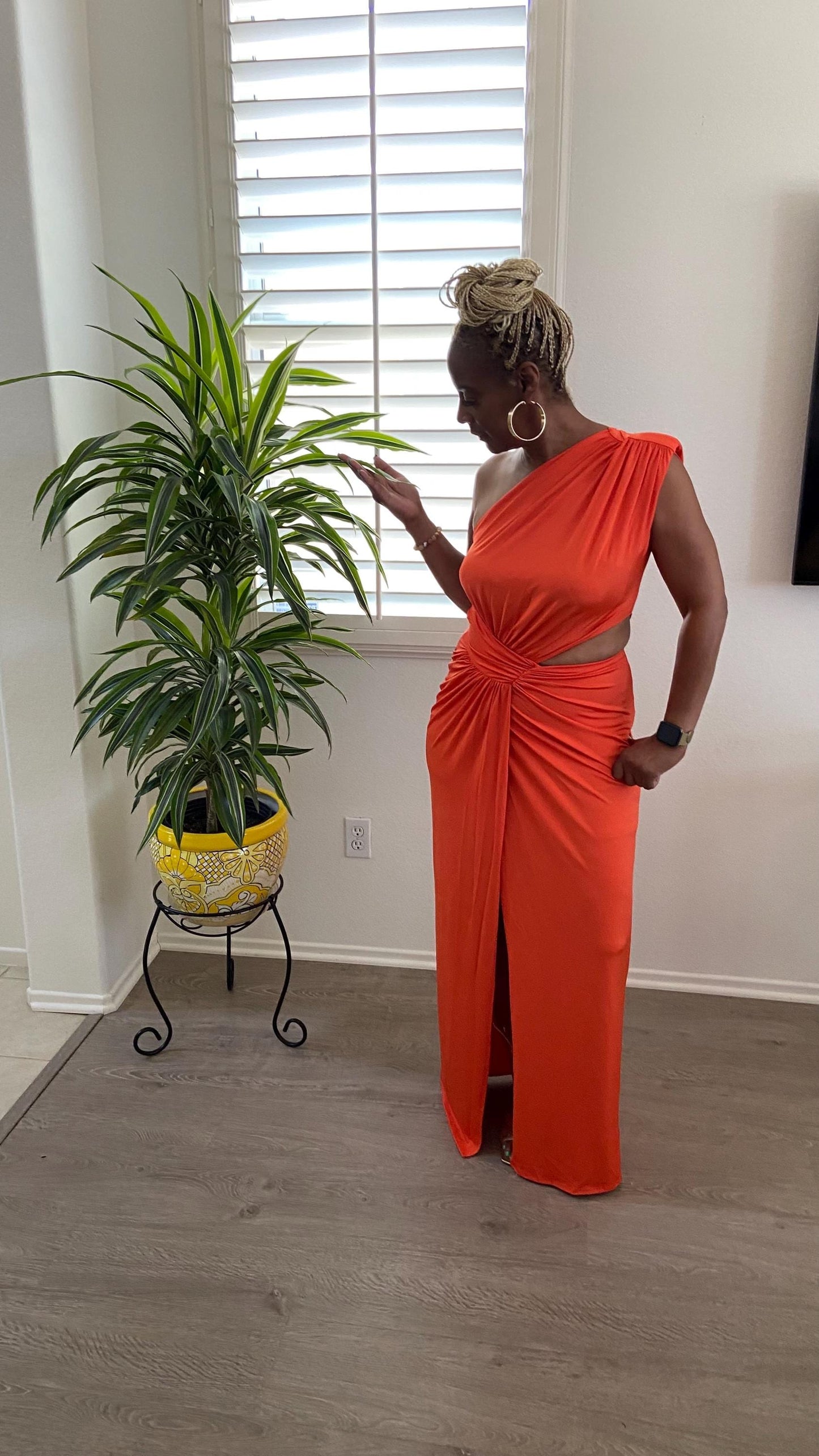 Asymmetric One Shoulder Maxi Dress