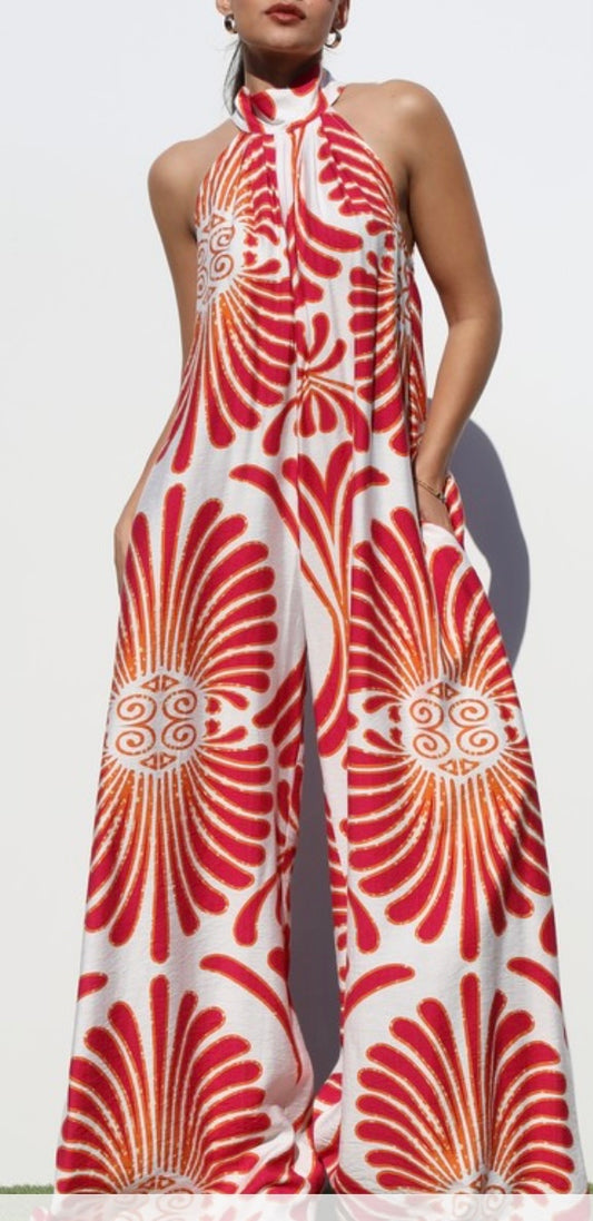 Printed Loose Fit Woven Jumpsuit (Runs Big)