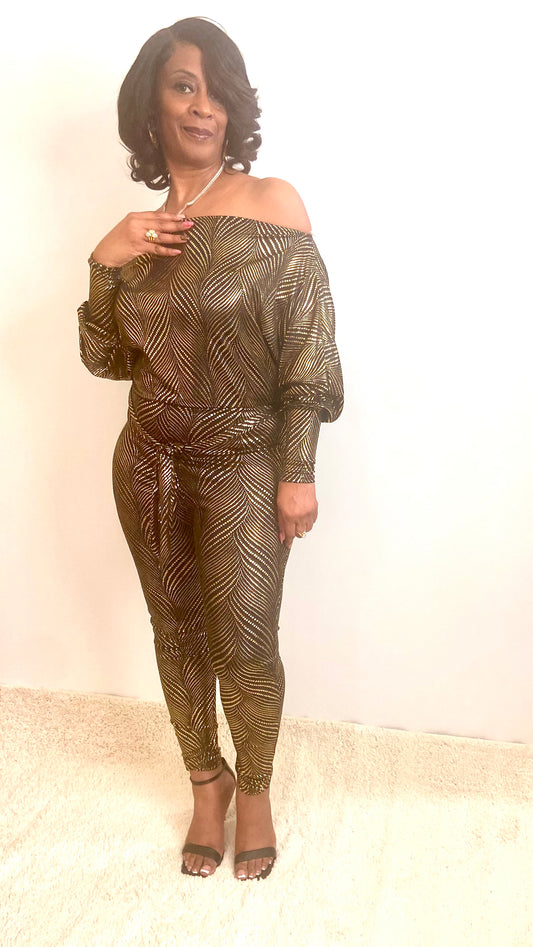 Shimmering Black & Gold Jumpsuit