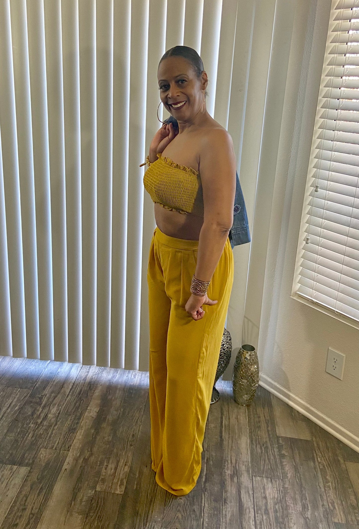 Mustard 2 piece woven set