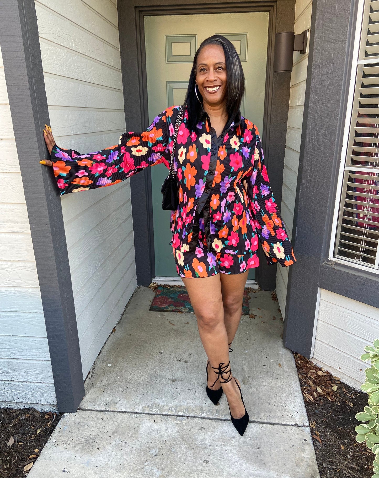 Flowered long sleeved shirt set