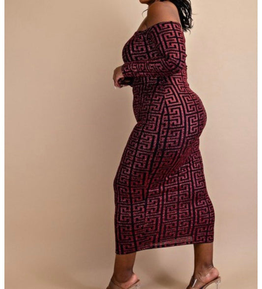 Plus Size off the shoulder midi