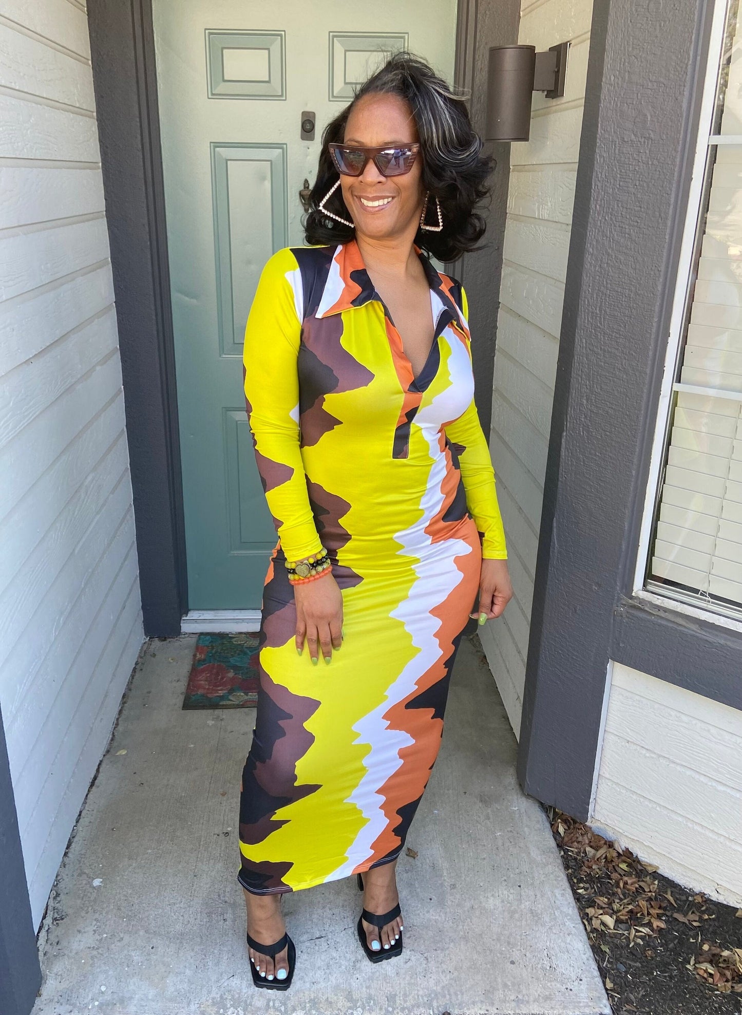 Fitted Multi Colored Maxi. Sizes S-XL
