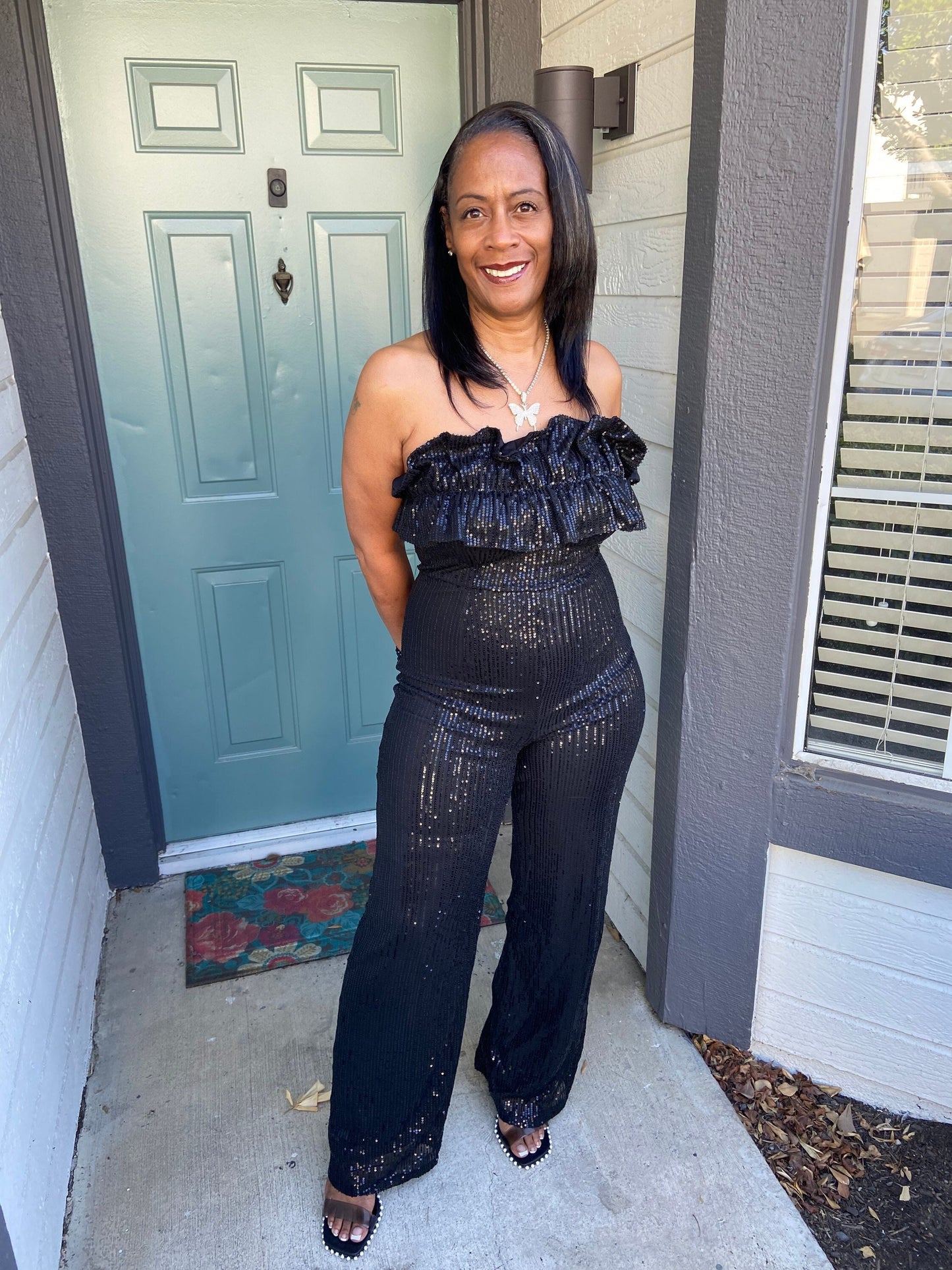 Black Sequin Jumpsuit