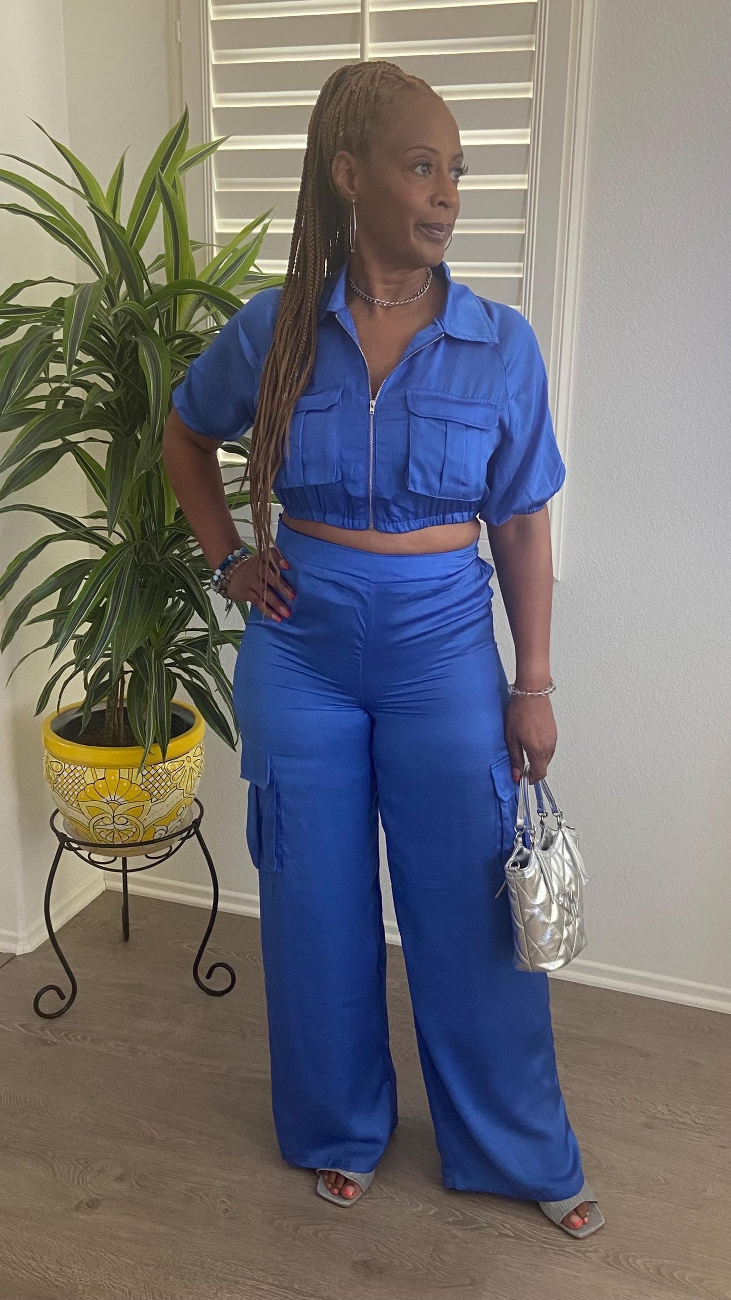 2pc Satin Cargo look Set